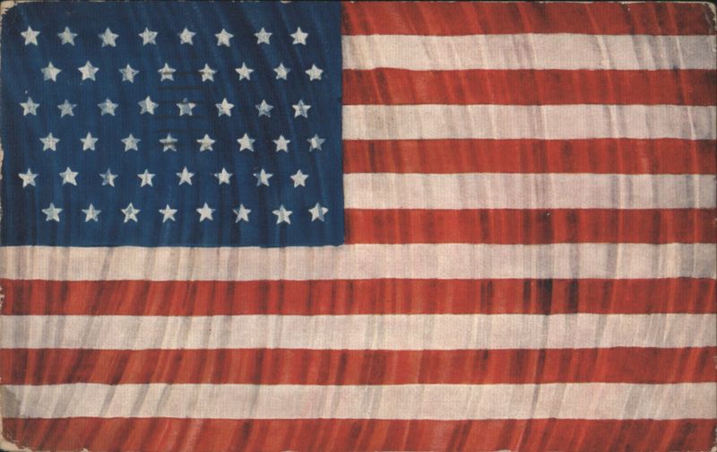 48-Star American Flag with Red and White Stripes, 1918 Postmark
