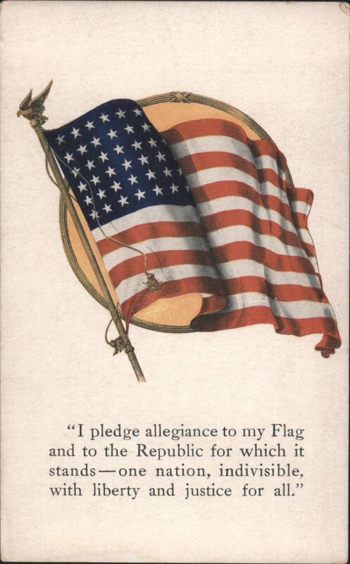American Flag with Eagle Finial and Pledge of Allegiance