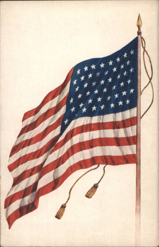 Waving American Flag with 45 Stars and Tassels Flags