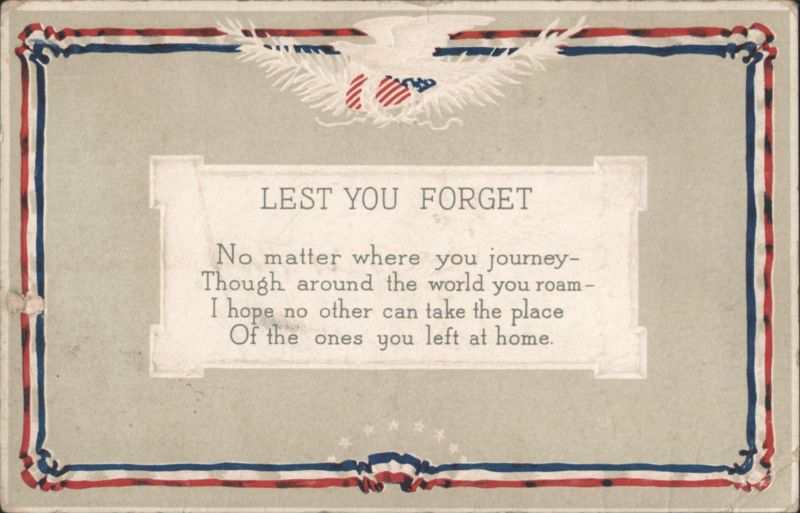 Lest You Forget Patriotic Poem on Home with Eagle & Flag Border