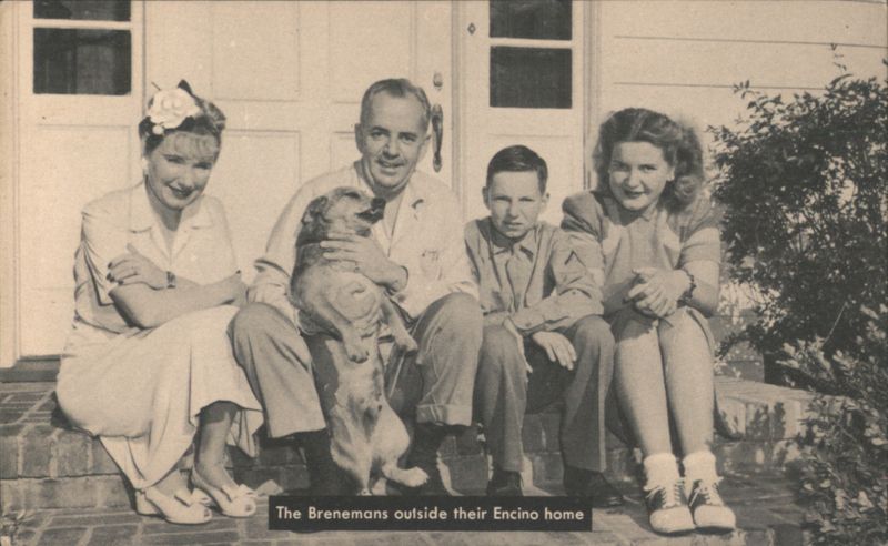 The Brenemans Family & Dog outside Encino Home, Tom Breneman's Breakfast in Hollywood