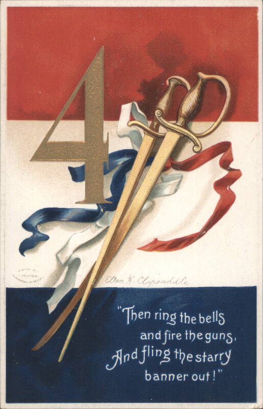 Patriotic Swords & Ribbons with 'Starry Banner' Quote by Ellen W. Clappaddle