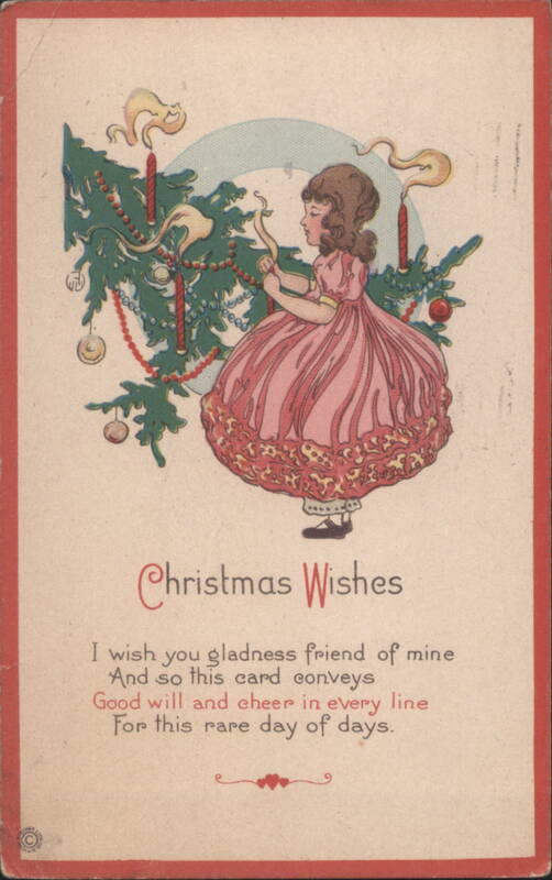 Girl Decorating Christmas Tree, Christmas Wishes Poem