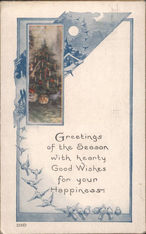 Christmas Tree & Winter Scene with Birds, Season's Greetings