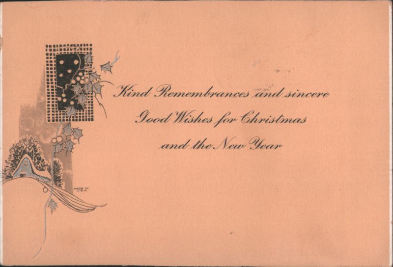 Christmas and New Year Greetings with Holly and Snowy House