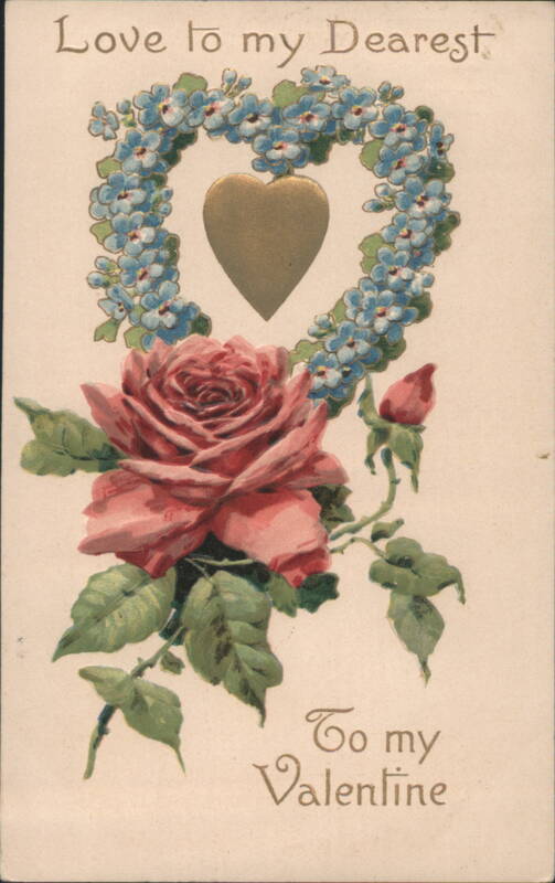 Valentine's Day Rose & Heart with Forget-Me-Nots, Love to My Dearest