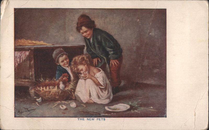 The New Pets: Children Admiring Chicks and Eggs Ad. H.