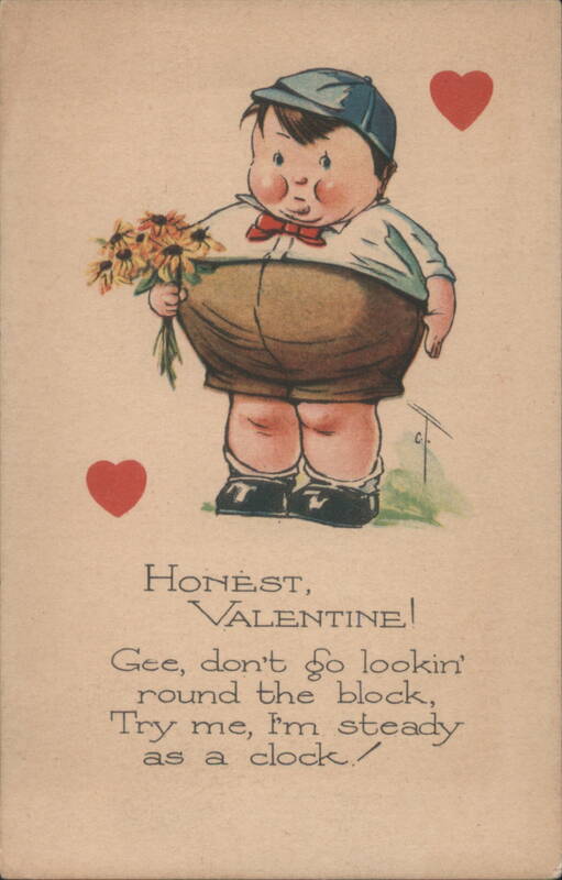 Boy with Flowers and Valentine's Day Poem Charles Twelvetrees