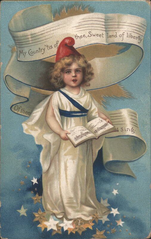 Patriotic Child in Phrygian Cap Singing 'My Country 'Tis of Thee