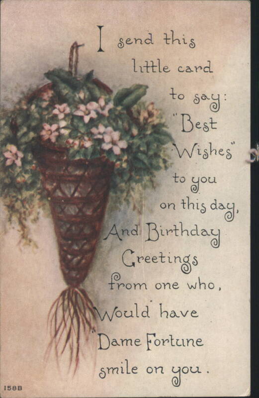 Birthday Greetings with Floral Hanging Basket and Best Wishes Poem
