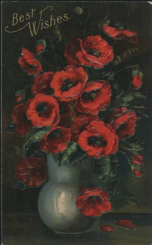 Best Wishes Red Poppies in Vase Floral Still Life Flowers