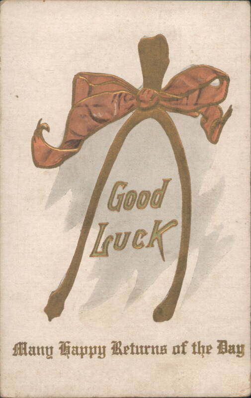 Good Luck Wishbone with Red Bow, Many Happy Returns of the Day
