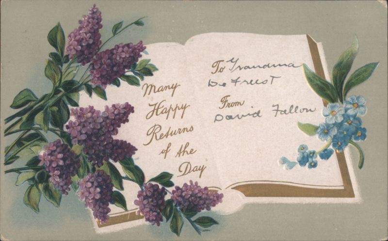 Many Happy Returns of the Day Lilac and Forget-Me-Not Bouquet Greeting
