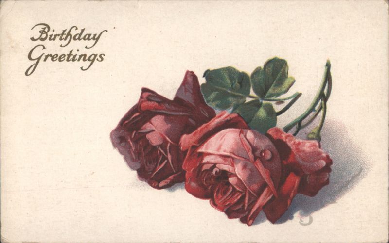 Birthday Greetings with Two Red Roses