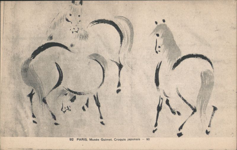 Japanese Ink Drawing of Horses, Musée Guimet Paris