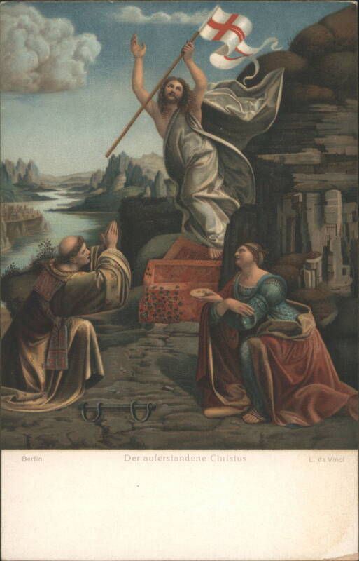 The Resurrected Christ with Flag and Kneeling Figures, Attributed to L. da Vinci