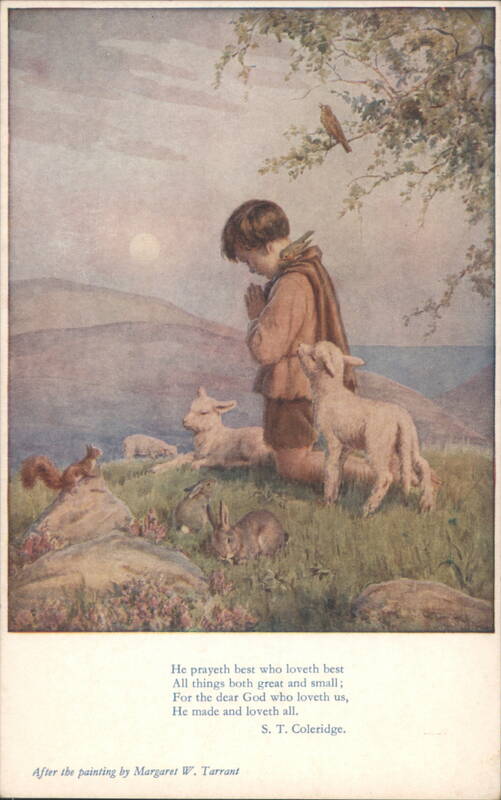 Child Praying with Animals, Coleridge Poem by Margaret W. Tarrant