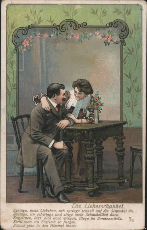 Romantic Couple 'Die Liebesschaukel' with German Poem