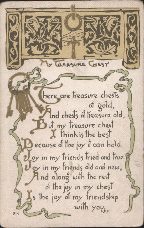 My Treasure Chest Poem with Keys & Ornate Design B.H.