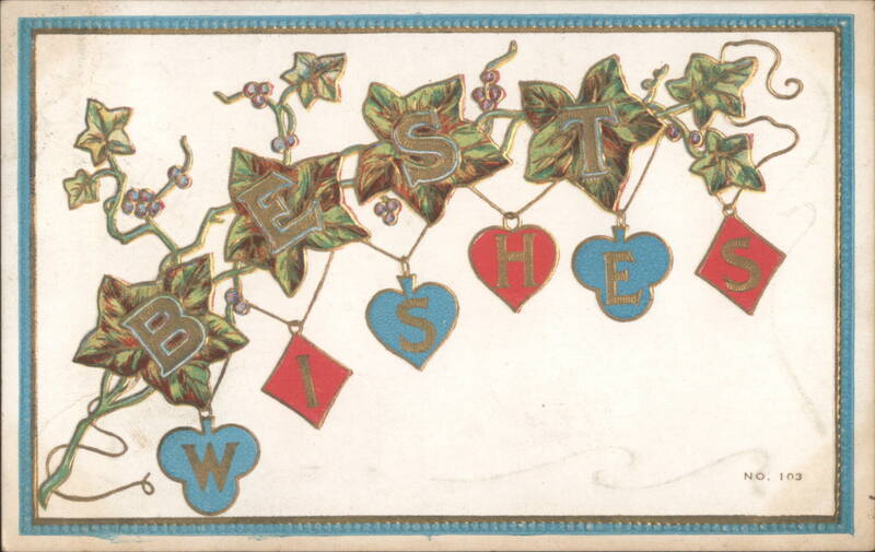 Best Wishes Greeting with Decorative Vine and Gold Letters