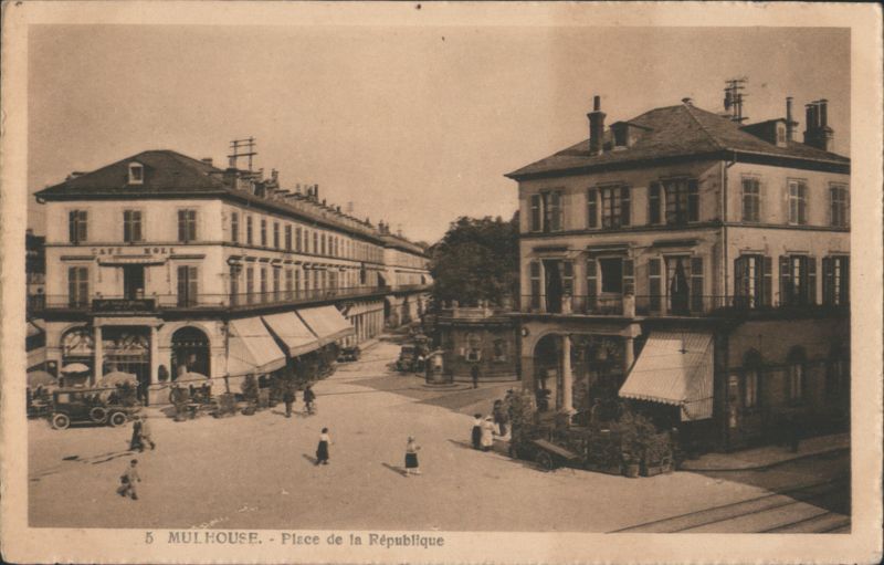 Mulhouse, Place de la République Street Scene with Buildings & People France