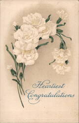 Heartiest Congratulations Embossed White Flowers Postcard