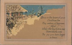 Christmas Greeting with Snowy Winter Scene and Poem Postcard