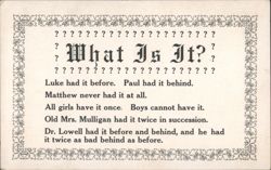 What Is It? Letter 'L' Riddle Puzzle Postcard