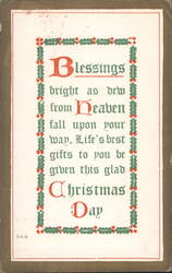 Christmas Greeting with Holly Border and Seasonal Poem Postcard