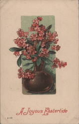 A Joyous Eastertide Flowers in Vase Postcard