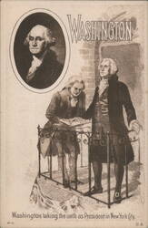 Washington Taking Oath as President in New York City Postcard