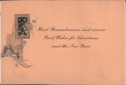 Christmas and New Year Greetings with Holly and Snowy House Postcard