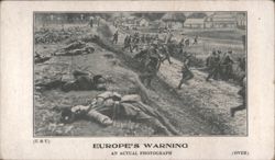 Europe's Warning: WWI Battlefield Scene, Anti-War Propaganda Postcard