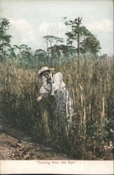 Woman in Rye Field - Coming Thro. the Rye Postcard