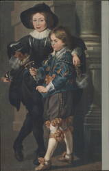 Rubens' Sons Double Portrait Painting, Dresden Art Gallery Postcard
