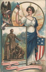 Abraham Lincoln Presenting Proclamation of Freedom to a Slave, C. Chapman Art Postcard