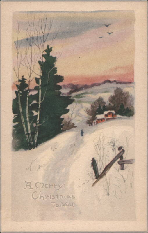 A Merry Christmas To You - Winter Landscape with Snow and Houses