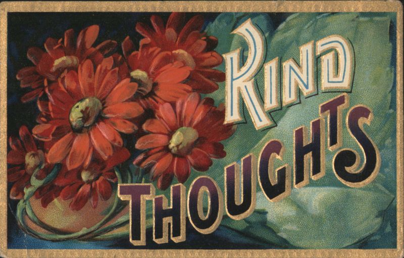 Kind Thoughts with Red Daisy-like Flowers