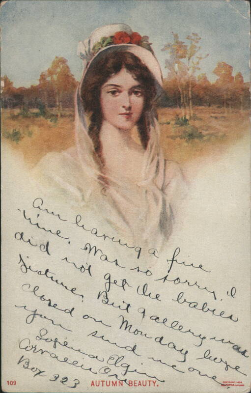 Autumn Beauty Portrait of a Young Woman in Floral Hat