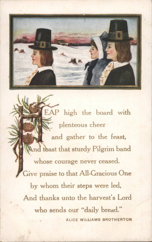 Pilgrims in Snowy Landscape, Thanksgiving Poem Alice Williams Brotherton