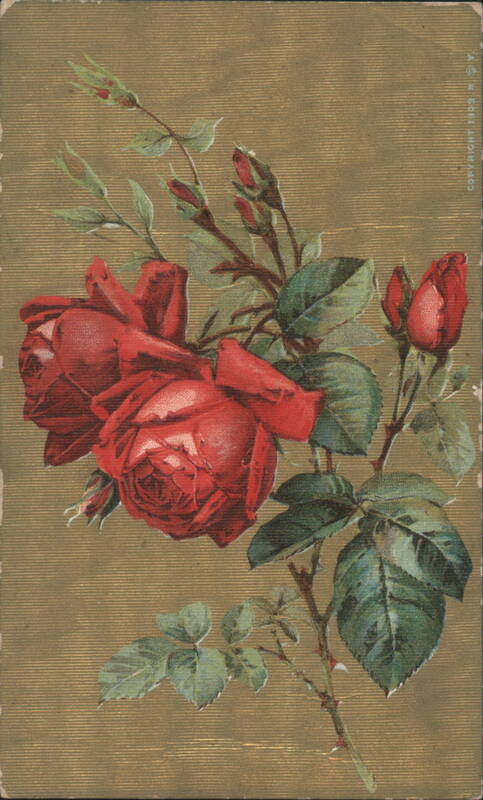 Red Roses Bouquet Illustration, Copyright 1903 Flowers