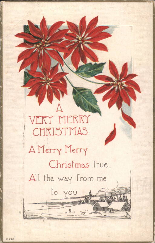 Poinsettias with Christmas Greeting, Mona, Minnesota