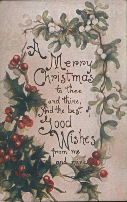 A Merry Christmas Mistletoe and Holly Greeting