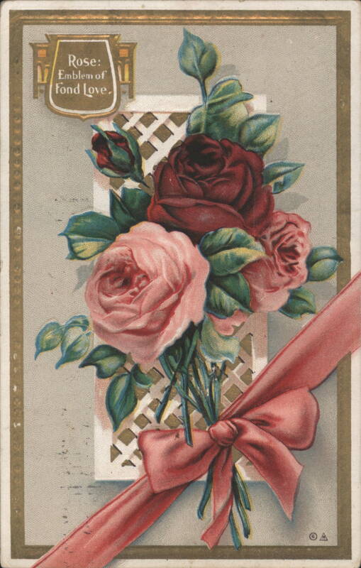 Roses Bouquet with Ribbon 'Emblem of Fond Love' 1911