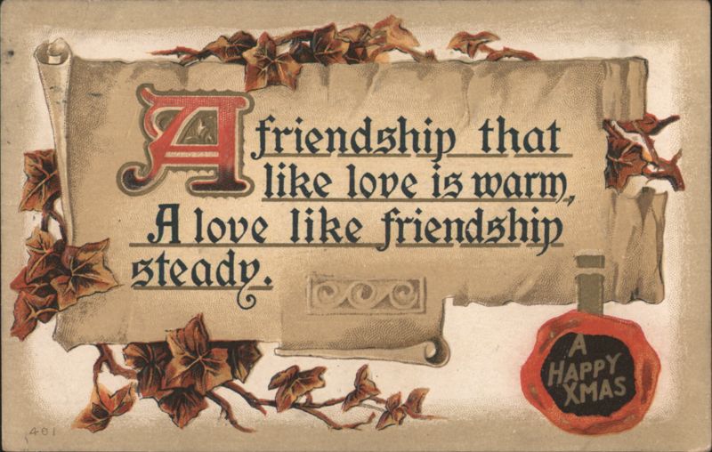 Poetic Christmas Greeting with Ivy Leaves and Wax Seal