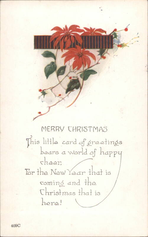 Merry Christmas Poinsettias Greeting Card Poem