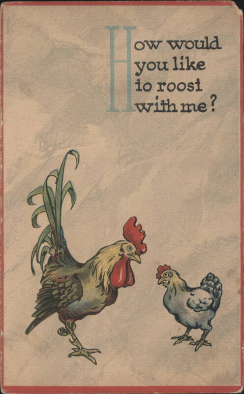 Rooster and Hen with 'How would you like to roost with me?'