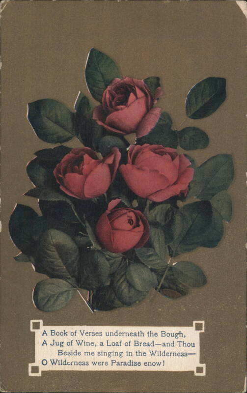 Red Roses with Omar Khayyam Quote Flowers