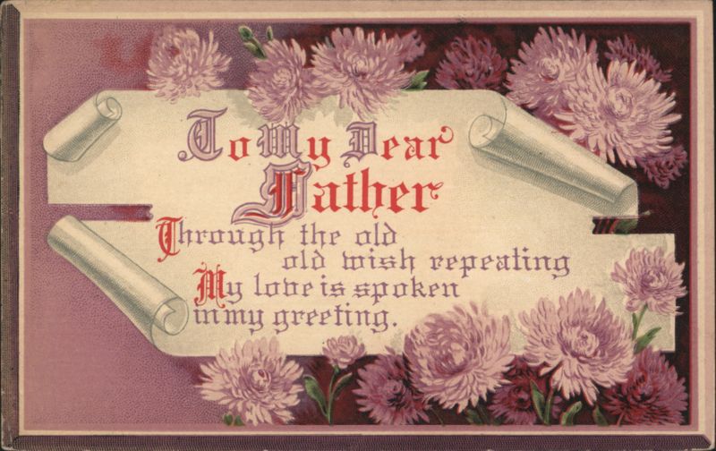 To My Dear Father Greeting with Pink Chrysanthemums and Poem