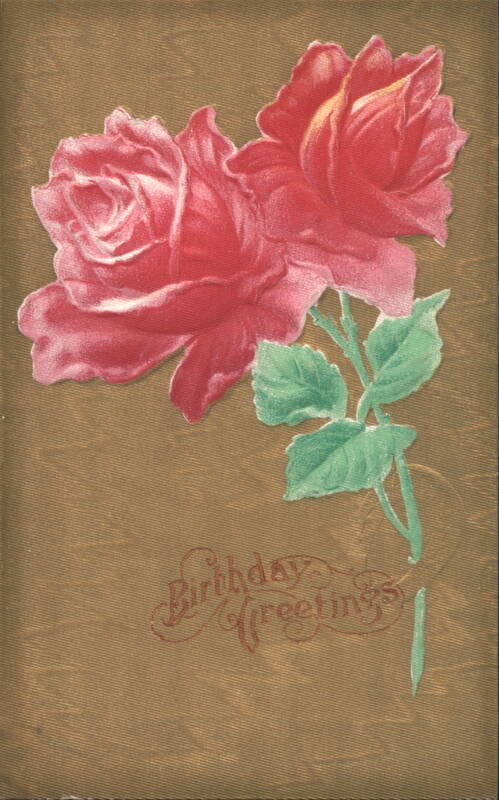 Birthday Greetings with Two Red Roses
